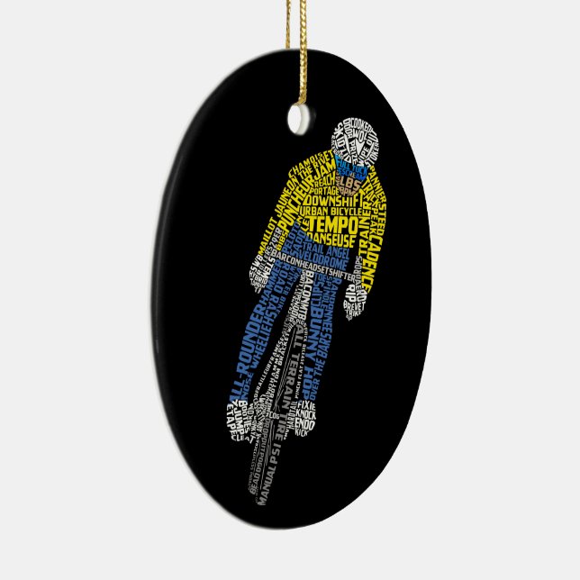 Cyclist Word Art Bicycle Cycling Ceramic Ornament (Right)