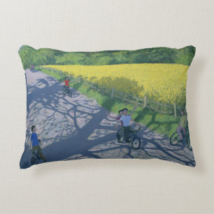 Cyclists and Yellow Field Kedleston Derby Decorative Cushion