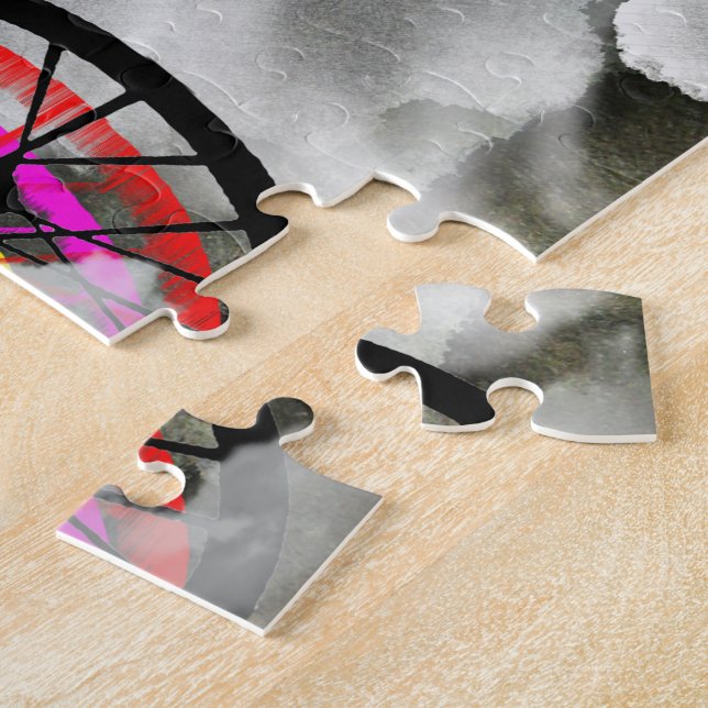 Cyclists Cycling in the Clouds Jigsaw Puzzle (Side)