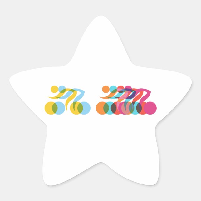 Cyclists group cool and unique design star sticker (Front)