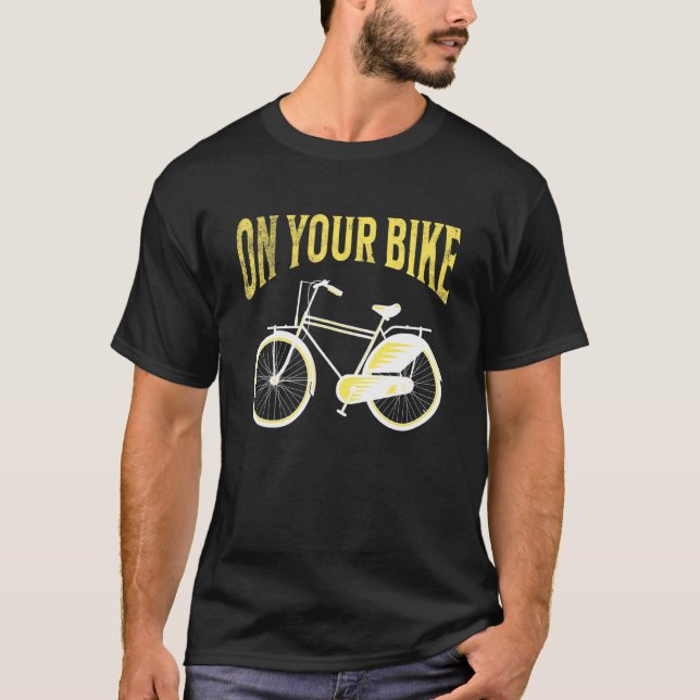 Cyclist's 'on Your Bike' Retro Greener Healthier L T-Shirt (Front)