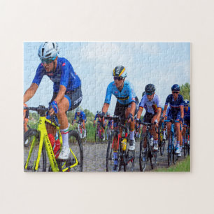 Cyclists Racing in Rows Jigsaw Puzzle