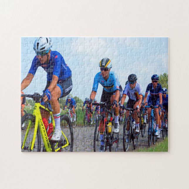 Cyclists Racing in Rows Jigsaw Puzzle (Horizontal)