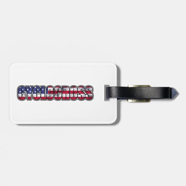 Cyclocross American Flag Luggage Tag (Back Horizontal)