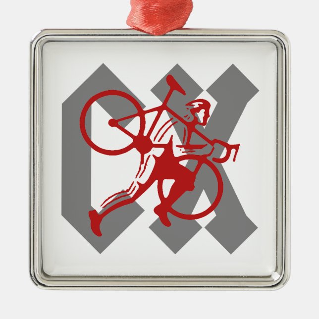 Cyclocross Metal Ornament (Front)