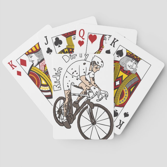 Cyclocross Rider Riding Dirty Playing Cards (Back)