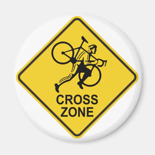 Cyclocross Zone Road Sign Magnet (Front)