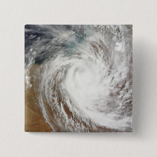 Cyclone Laurence moves far inland 15 Cm Square Badge (Front)