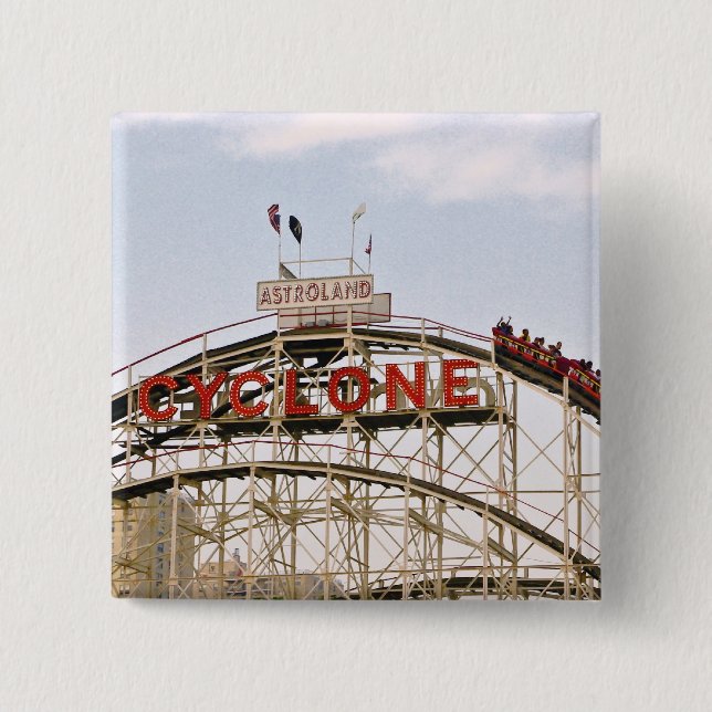 Cyclone Roller Coaster - Coney Island, NYC button (Front)