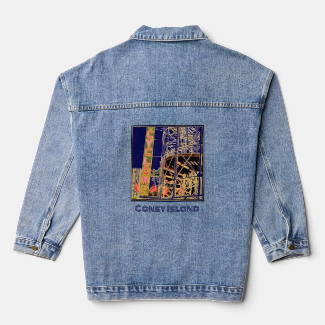 Cyclone Rollercoaster Psychedelic Denim Jacket (Back)