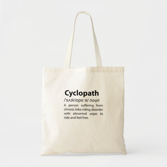 Cyclopath Funny Dictionary Definition Tote Bag (Front)