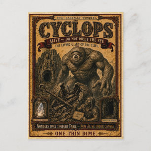 Cyclops, Vintage Circus Monster Postcard