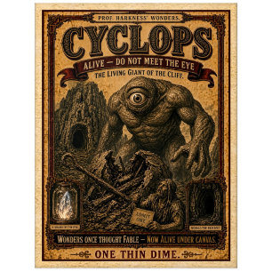 Cyclops, Vintage Circus Monster Postcard