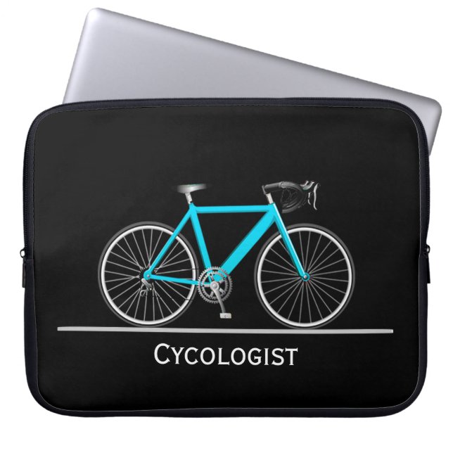 Cycologist Aqua Bike on Black  Laptop Sleeve (Front)
