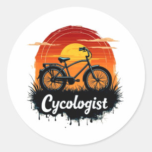 Cycologist Bike Adventure: Sunset Graphic Tee Classic Round Sticker