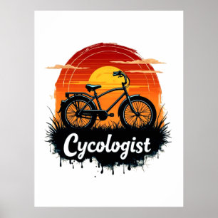 Cycologist Bike Adventure: Sunset Graphic Tee  Poster