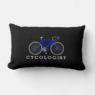 Cycologist Blue Bicycle On Black  Lumbar Cushion