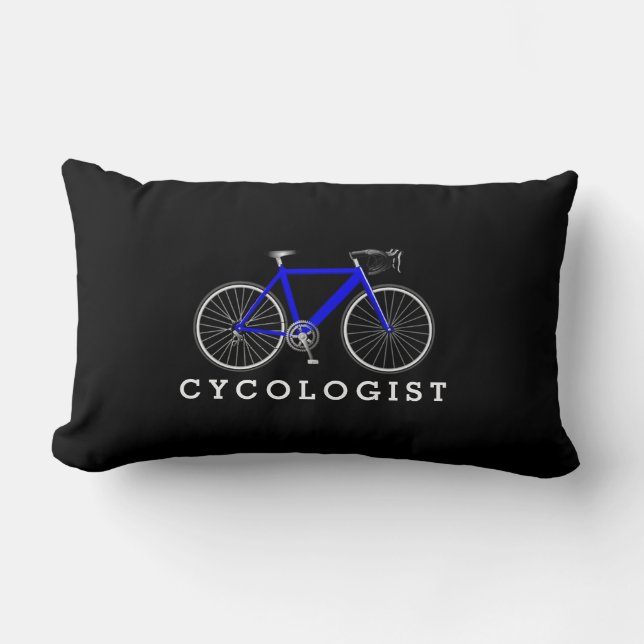 Cycologist Blue Bicycle On Black  Lumbar Cushion (Front)