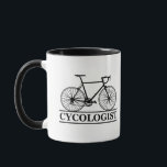 Cycologist funny cycling saying mug<br><div class="desc">Show off your cycling humour with this design featuring the hilarious phrase "cycologist." It’s perfect for casual rides,  coffee stops,  or simply letting the world know you have a sense of humour on two wheels.</div>