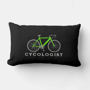Cycologist Green Bicycle On Black Lumbar Cushion