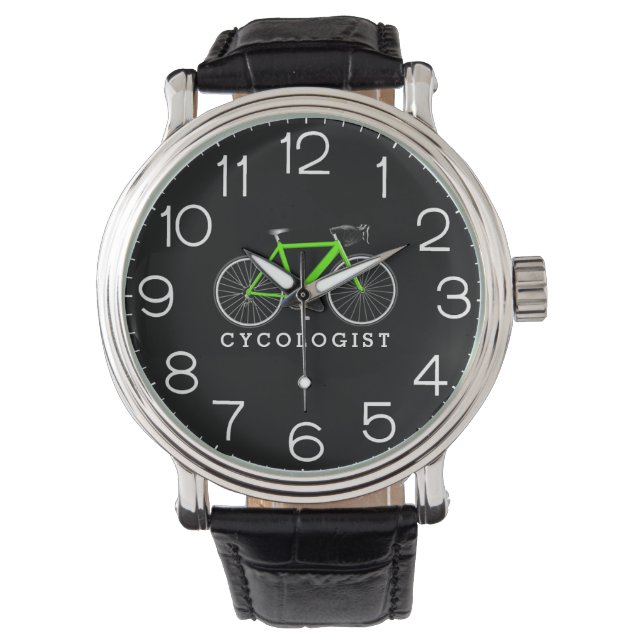 Cycologist Green Bicycle On Black  Watch (Front)