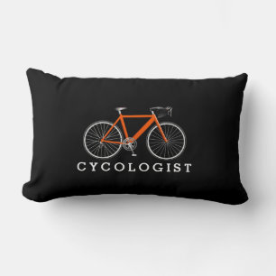 Cycologist Orange Bicycle On Black  Lumbar Cushion