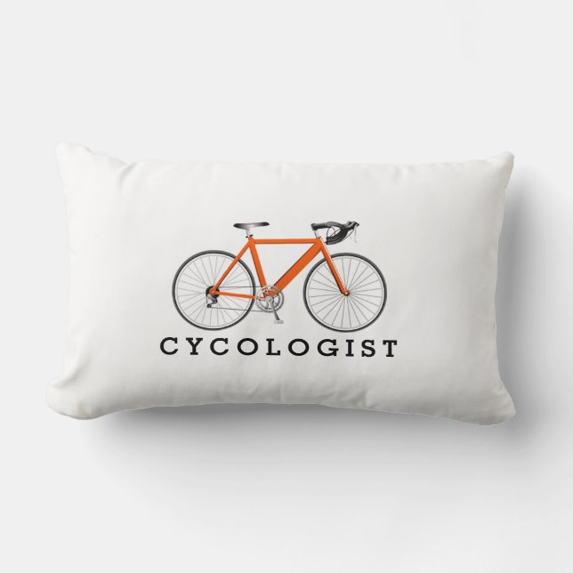Cycologist Orange Bicycle On White Lumbar Cushion (Front)