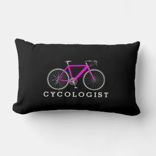 Cycologist Pink Bicycle On Black Lumbar Cushion
