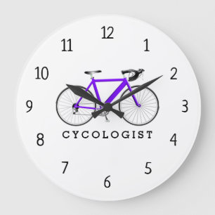Cycologist Purple Bicycle Large Clock