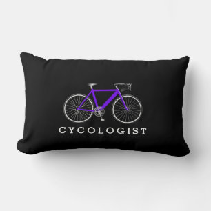 Cycologist Purple Bicycle On Black Lumbar Cushion