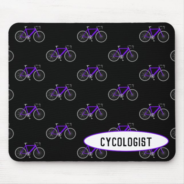 cycologist purple bicycle on black mouse pad (Front)