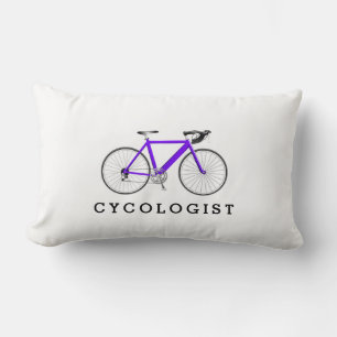 Cycologist Purple Bicycle On White Lumbar Cushion