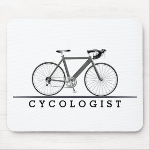 Cycologist Text with Grey Bicycle Mouse Pad