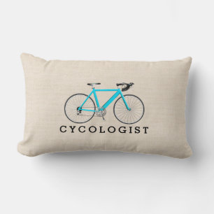 Cycologist Turquoise Bicycle On Beige Lumbar Cushion