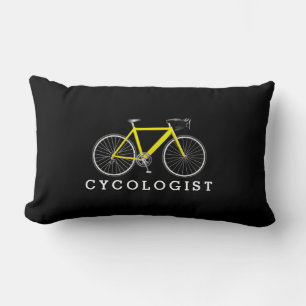 Cycologist Yellow Bicycle On Black Lumbar Cushion