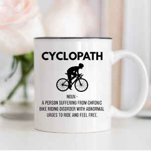 Cycopath Definition Gift, Biking Cycling Dad, Mum Two-Tone Coffee Mug