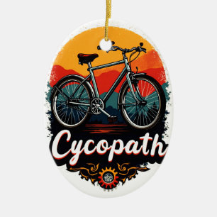 Cycopath: Energetic Bike and sunset Graphic Ceramic Ornament