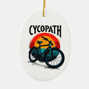 Cycopath: Energetic Bike with sunset Graphic Tee Ceramic Ornament