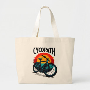 Cycopath: Energetic Bike with sunset Graphic Tee Large Tote Bag