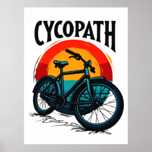 Cycopath: Energetic Bike with sunset Graphic Tee Poster
