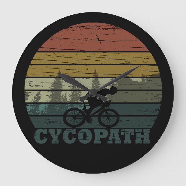 Cycopath funny biking saying large clock (Front)