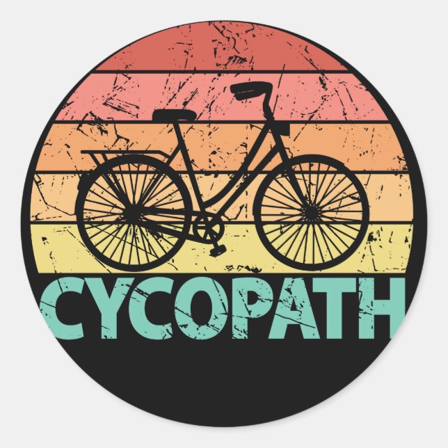 Cycopath Funny Cycling Bicycle Classic Round Sticker (Front)