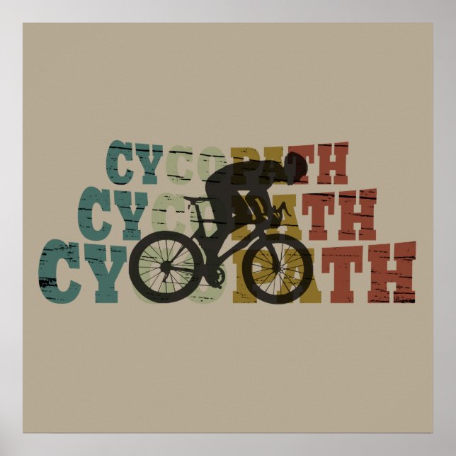 cycopath funny cycling biking bikers illustrations poster (Front)