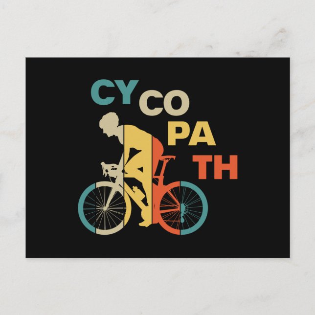 Cycopath Funny Cycling for Cyclists and Bikers Invitation Postcard (Front)