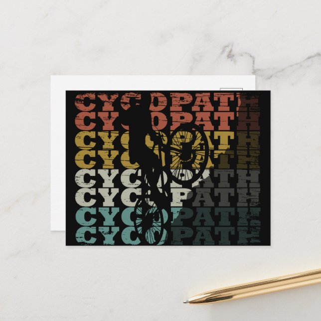 Cycopath funny cycling holiday postcard (Front/Back In Situ)