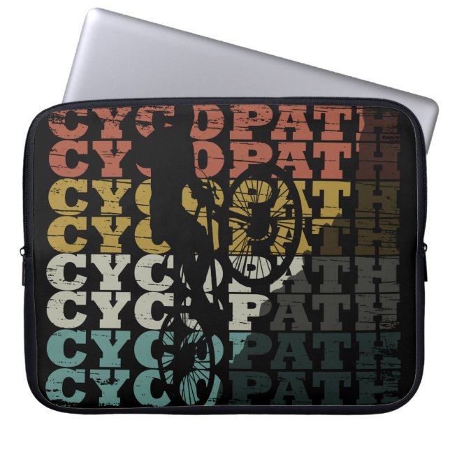 Cycopath funny cycling laptop sleeve (Front)