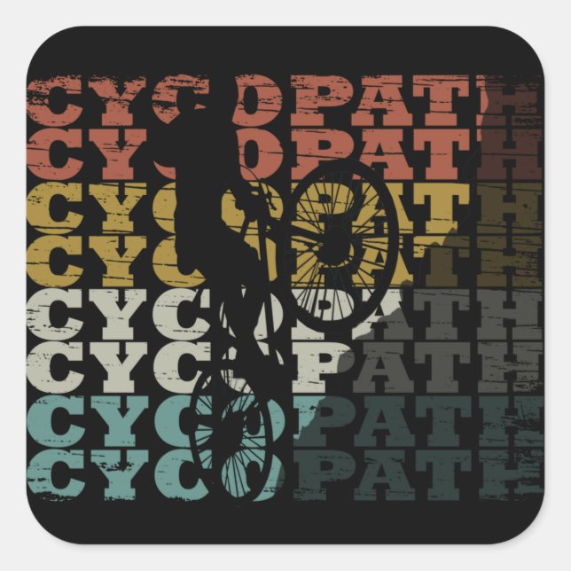 Cycopath funny cycling square sticker (Front)