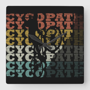 Cycopath funny cycling square wall clock