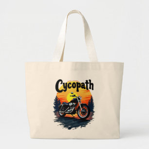 Cycopath Greatest Biker Tee with sunset graphic Large Tote Bag