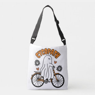 Cycopath Halloween Ghost on Orange Bicycle  Crossbody Bag